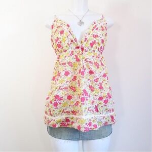 y2k floral babydoll cami lace trim tank